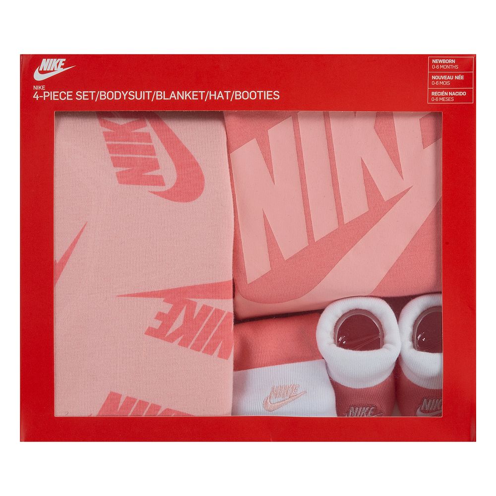 Newborn Baby Nike Futura Bodysuit Beanie Booties Blanket 4-Piece Set