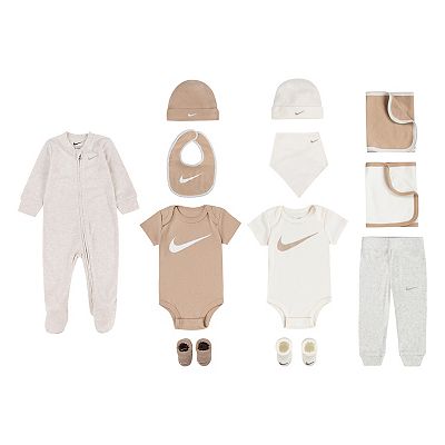 Newborn Baby Nike 12 Piece Sleep Play Bodysuit Pants Accessories Gift Set