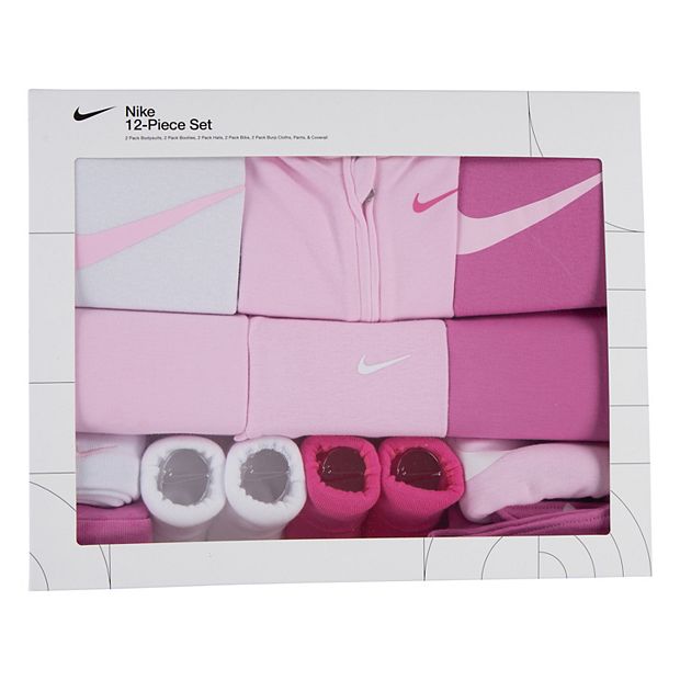 Newborn Baby Nike 12 Piece Sleep Play Bodysuit Pants Accessories Gift Set