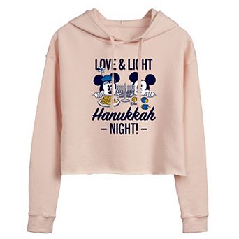 Disney's Mickey and Minnie Mouse Juniors' Love Light Hanukkah Cropped Hoodie