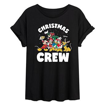 Disney's Mickey Mouse & Friends Juniors' Christmas Crew Oversized Tee