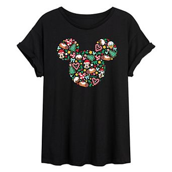 Disney's Mickey Mouse Juniors' Christmas Oversized Tee