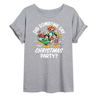 Disney's Mickey Mouse & Friends Juniors' Christmas Party Oversized Tee