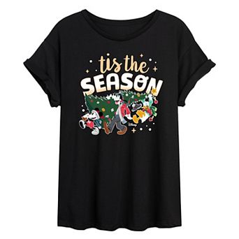 Disney's Mickey Mouse & Friends Juniors' 'Tis The Season Oversized Tee