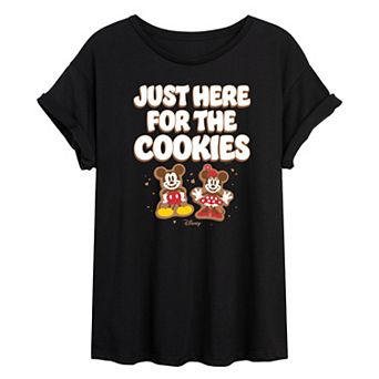 Disney's Mickey & Minnie Mouse Juniors' Here For The Cookies Oversized Tee