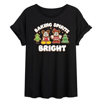 Disney's Mickey & Minnie Mouse Juniors' Baking Spirits Bright Oversized Tee
