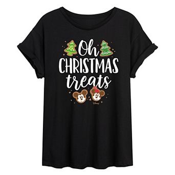 Disney's Mickey & Minnie Mouse Juniors' Oh Christmas Treats Oversized Tee