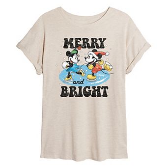 Disney's Mickey & Minnie Mouse Juniors' Merry and Bright Oversized Tee