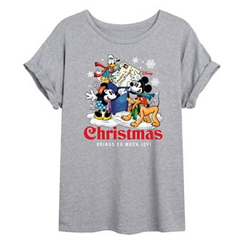 Disney's Mickey & Minnie Mouse Juniors' Christmas Brings Joy Oversized Tee