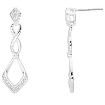 City Luxe Silver Plated Cubic Zirconia Openwork Drop Earrings