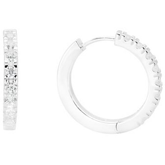 City Luxe Silver Tone Cubic Zirconia Hoop Earrings