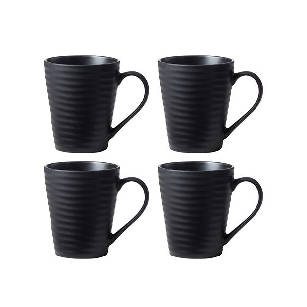Ridge Black Mugs, Set of 4 - Oneida