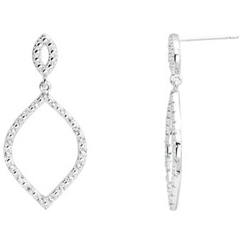 City Luxe Silver Tone Cubic Zirconia Textured Open Double Drop Earrings