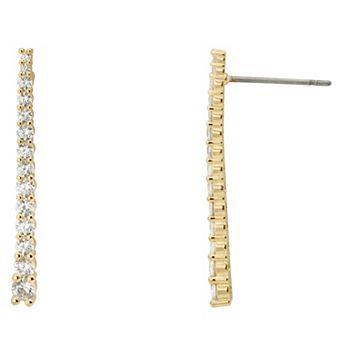 City Luxe Gold Tone Cubic Zirconia Linear Drop Earrings