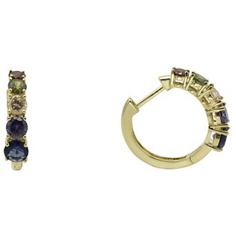 City Luxe Gold Tone Multi-Color Cubic Zirconia & Crystal Huggie Earrings