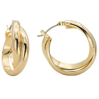 City Luxe Gold Tone Sculptural Hoop Earrings