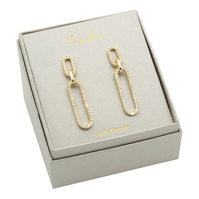 City Luxe Cubic Zirconia Oval Drop Earrings