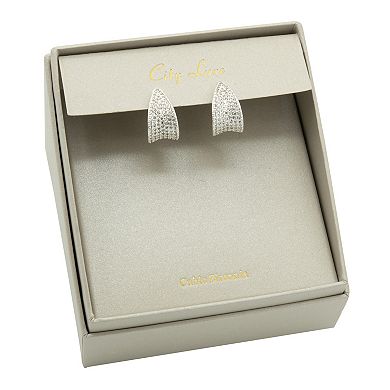 City Luxe Silver Tone Cubic Zirconia Chunky Huggie Earrings