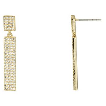 City Luxe Gold Tone Cubic Zirconia Linear Double Drop Earrings