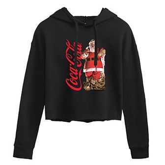 Juniors' Coca-Cola Vintage Santa Cropped Hoodie