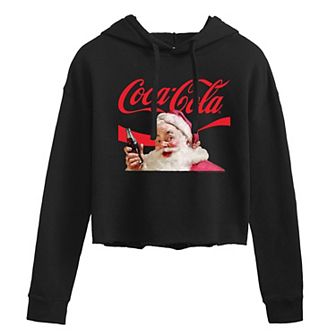 Juniors' Coca-Cola Santa Cropped Hoodie