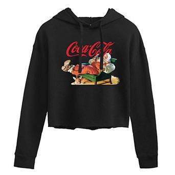 Juniors' Coca-Cola Santa Cropped Hoodie