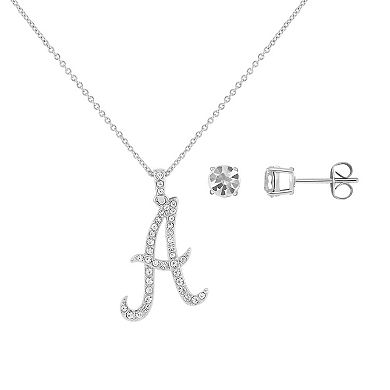 Brilliance Crystal Initial Pendant & Stud Earring Set in Ornament Gift Box