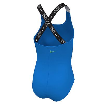 Girls 6 20 Nike Logo Tape Crossback 1 Piece Swimsuit