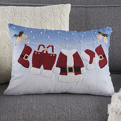 Mina Victory Holiday Santa Clothes On Line Indoor Throw Pillow