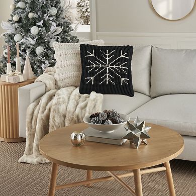 Mina Victory Holiday Loop Snowflake Throw Pillow