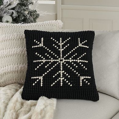 Mina Victory Holiday Loop Snowflake Throw Pillow