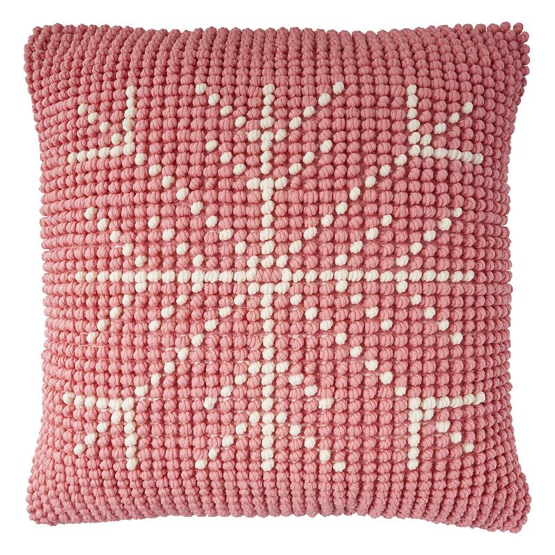 UPC 798019090456 product image for Mina Victory Holiday Loop Snowflake Throw Pillow, Pink Ivory | upcitemdb.com