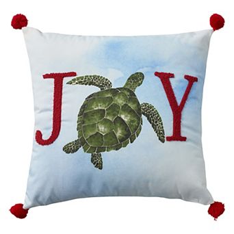 Mina Victory Holiday Joy Sea Turtle Indoor Throw Pillow