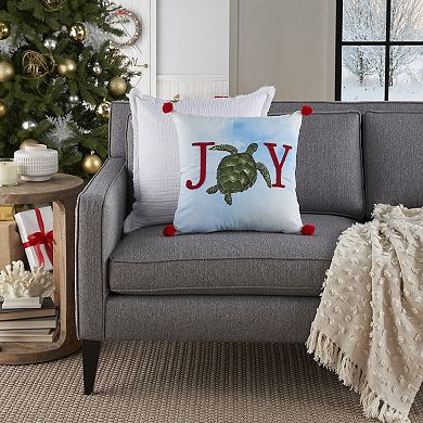 Mina Victory Holiday Joy Sea Turtle Indoor Throw Pillow