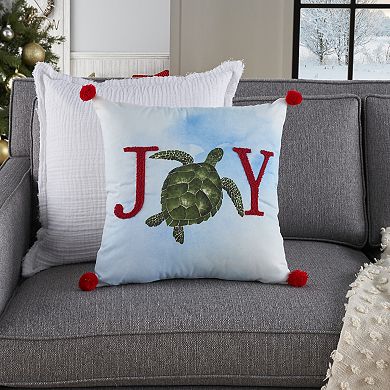 Mina Victory Holiday Joy Sea Turtle Indoor Throw Pillow