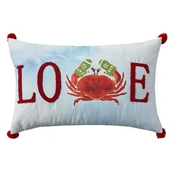 Mina Victory Holiday Love Crab with Mittens Throw Pillow