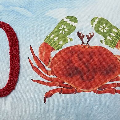 Mina Victory Holiday Love Crab with Mittens Throw Pillow