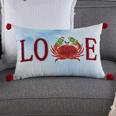 Mina Victory Holiday Love Crab with Mittens Throw Pillow