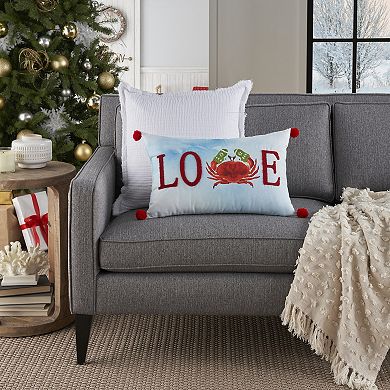 Mina Victory Holiday Love Crab with Mittens Throw Pillow