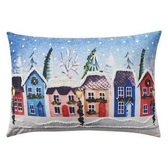 Mina Victory Holiday Village with Snow Indoor Throw Pillow