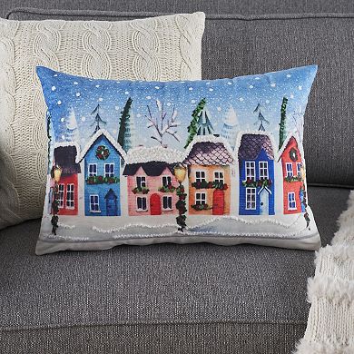 Mina Victory Holiday Village with Snow Indoor Throw Pillow