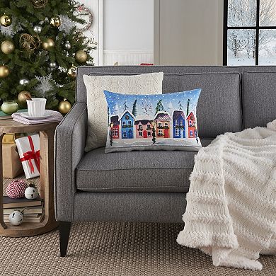 Mina Victory Holiday Village with Snow Indoor Throw Pillow