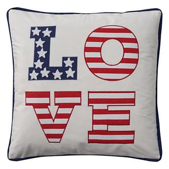 Mina Victory Holiday Love Americana 18 in x 18 in White Indoor Throw Pillow
