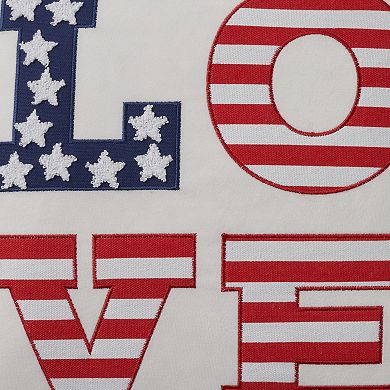 Mina Victory Holiday Love Americana 18 in. x 18 in. White Indoor Throw Pillow