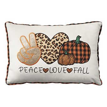 Mina Victory Holiday Peace, Love, Fall 14 in x 20 in Indoor Throw Pillow
