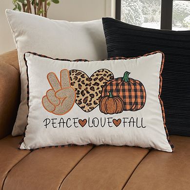 Mina Victory Holiday Peace, Love, Fall 14 in. x 20 in. Indoor Throw Pillow