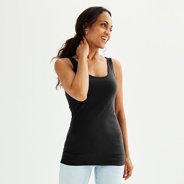 Women's Sonoma Goods For Life® Everyday Tunic Layering Tank Top - Pitch Black (XX LARGE)