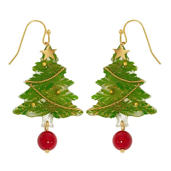 Celebrate Together™ Gold Tone Christmas Tree Drop Earrings
