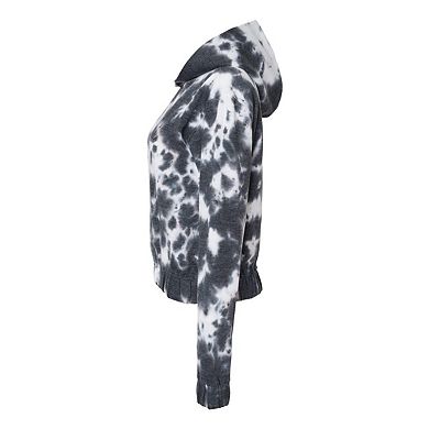 Mv Sport Women´s Sueded Fleece Tie-dyed Crop Hooded Sweatshirt