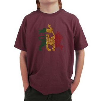 Rasta Lion - One Love - Boy's Word Art T-shirt